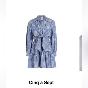 Cinq à Sept Blue Peplum Long Sleeve Dress